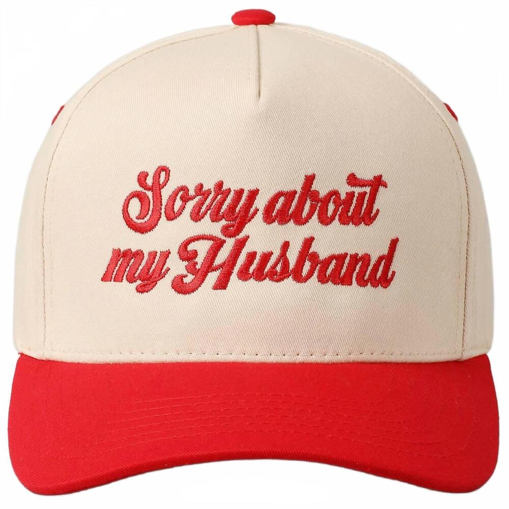 NEW FASHION CITY women's sorry about my husband embroidery two-tone canvas hat i